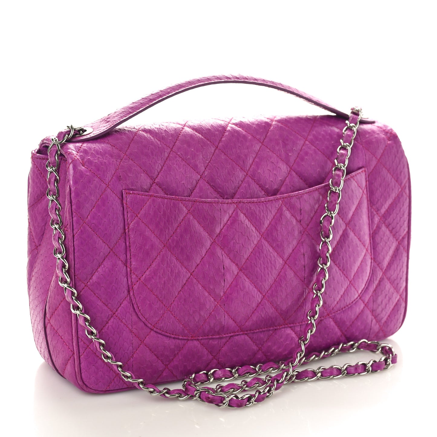 Elaphe Snakeskin Quilted Jumbo Easy Carry Flap Purple