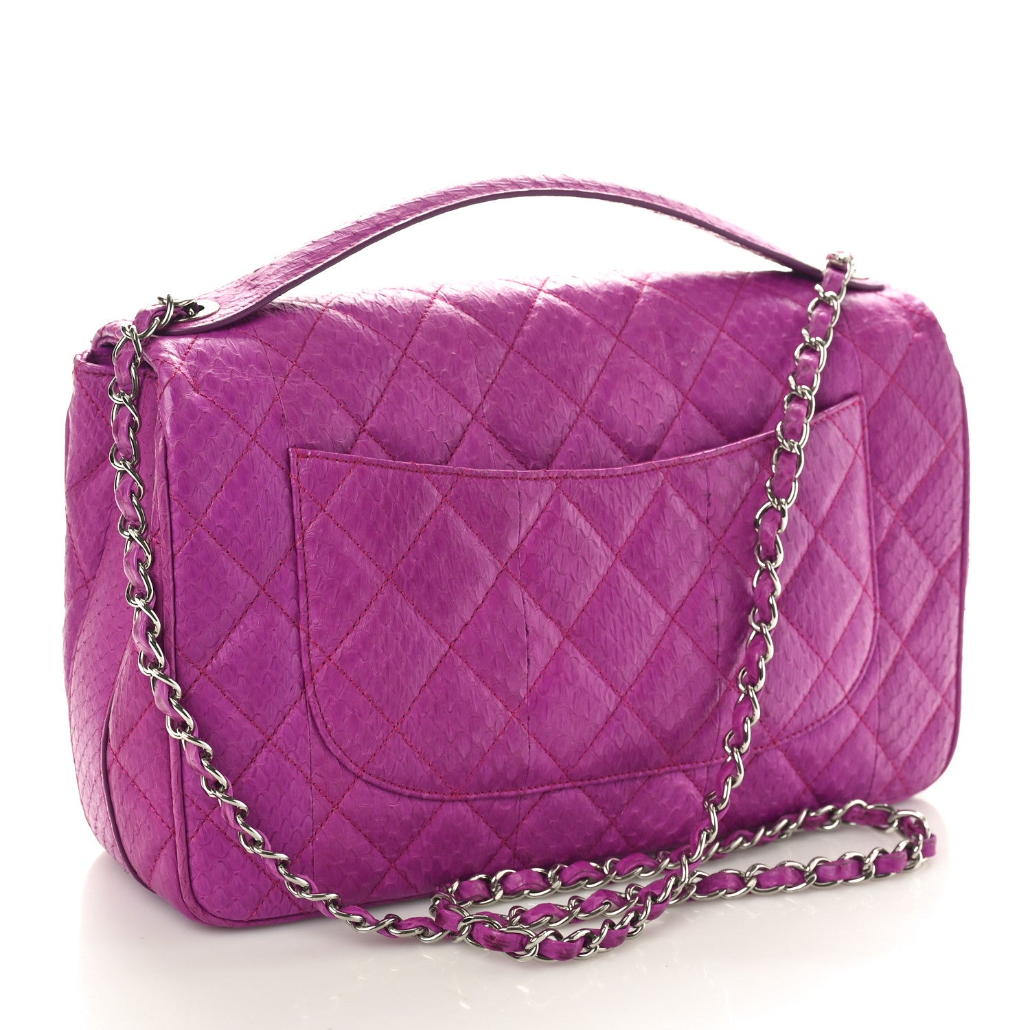 Chanel Elaphe Snakeskin Quilted Jumbo Easy Carry Flap Purple 3 of 11