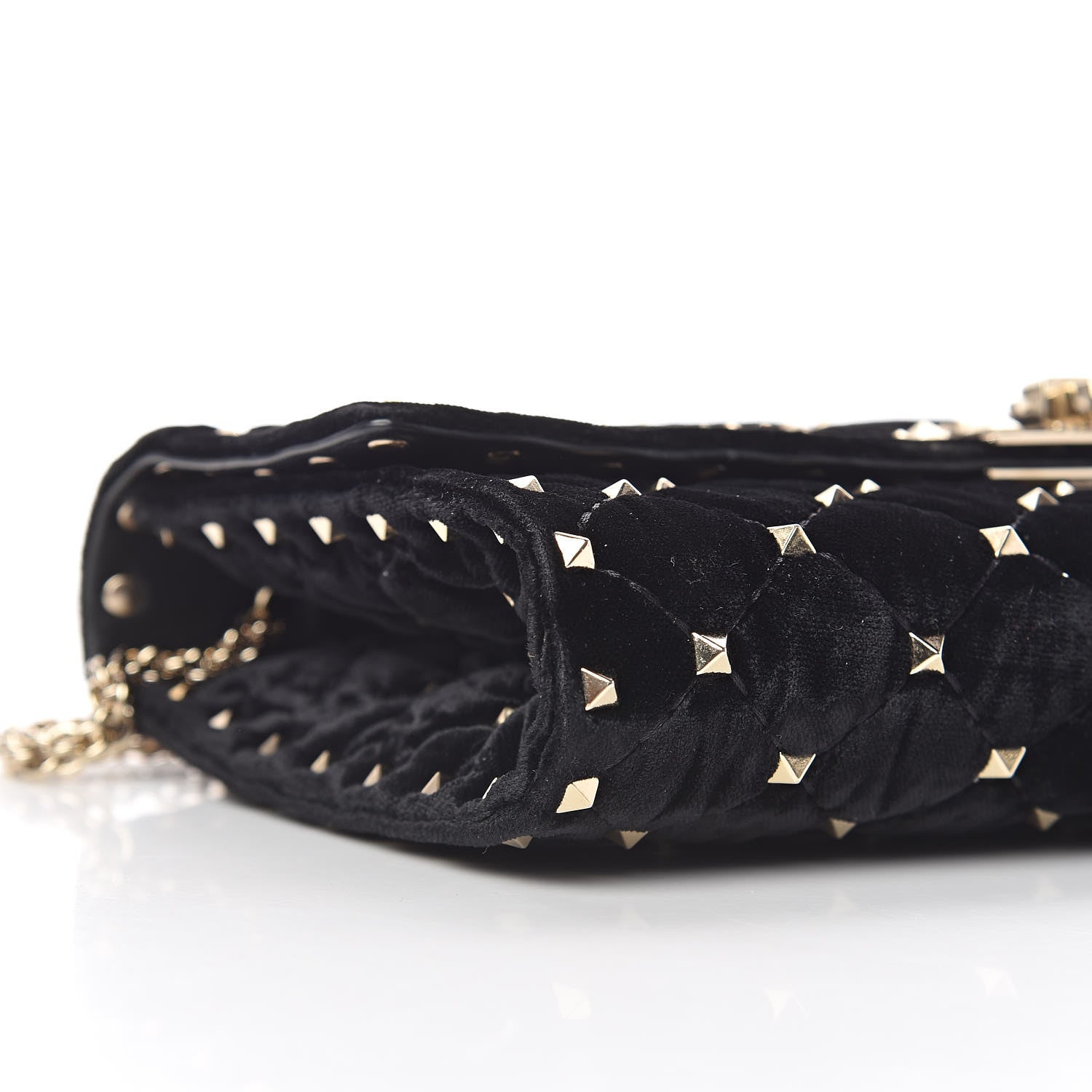 Valentino Garavani Velvet Rockstud Spike Wallet on Chain Black 5 of 9