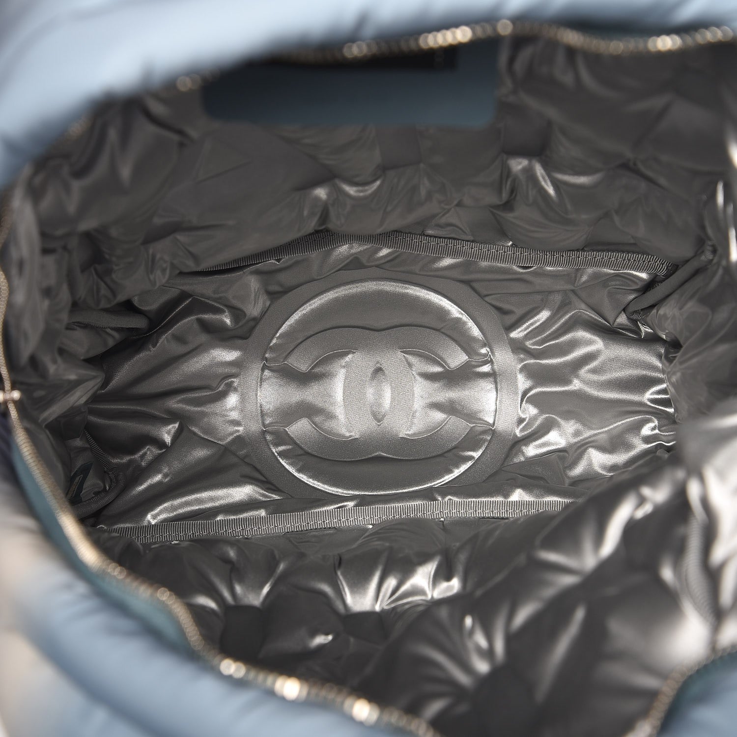 Chanel Nylon Embossed Small Doudoune Backpack Black Blue White 5 of 7