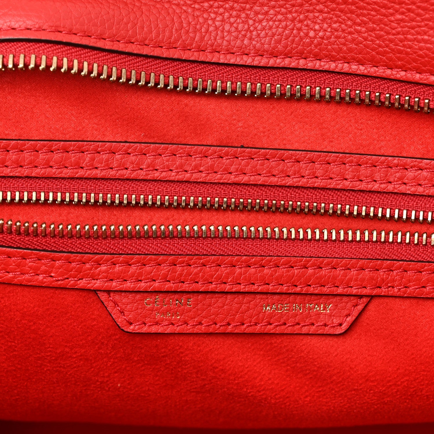 Celine Drummed Calfskin Mini Luggage Coquelicot 6 of 9
