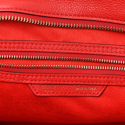 Celine Drummed Calfskin Mini Luggage Coquelicot 6 of 9