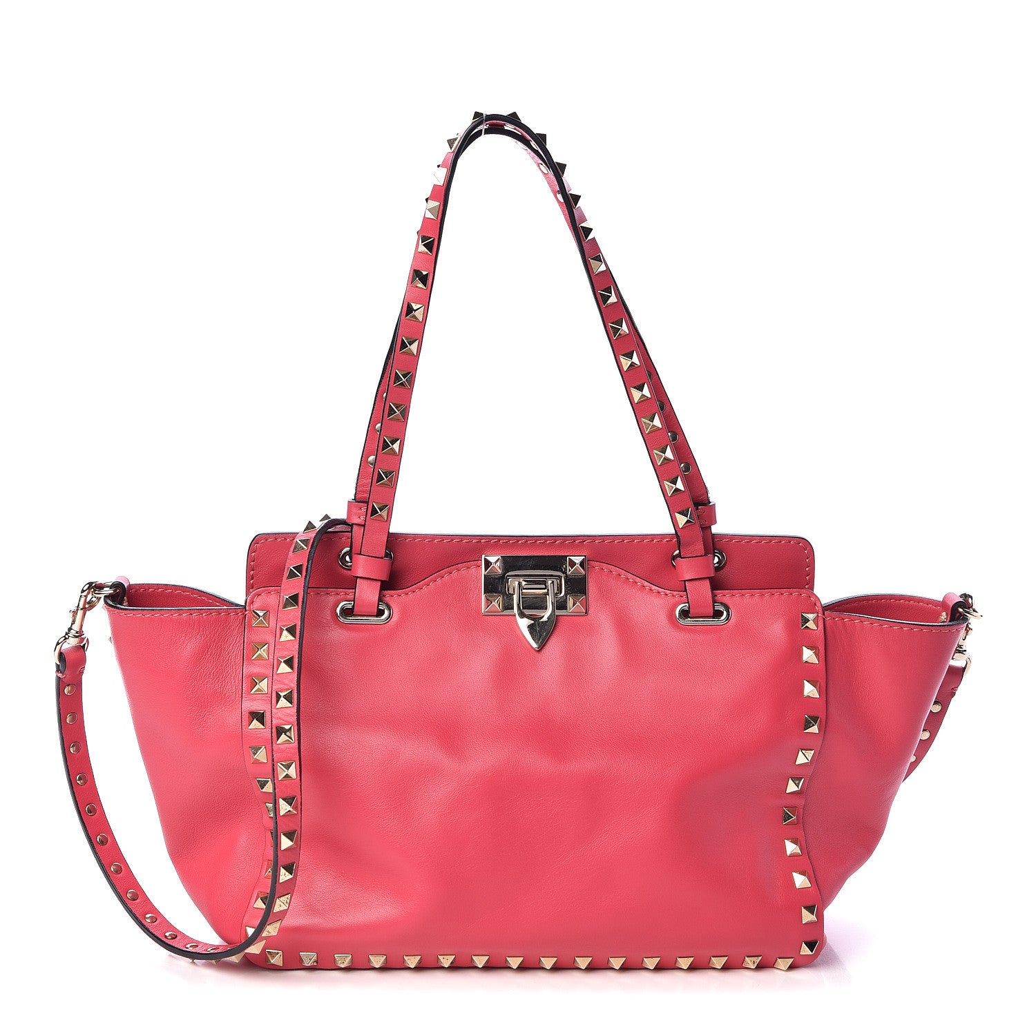 Valentino Garavani Vitello Small Rockstud Tote Deep Rose 1 of 9