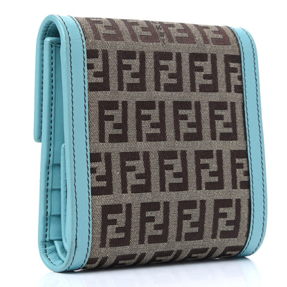 Fendi Zucchino Compact Wallet Brown Blue 3 of 18
