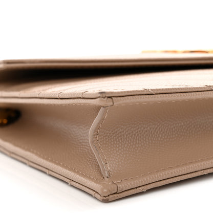 Saint Laurent Grain De Poudre Matelasse Chevron Monogram Envelope Chain Wallet Dark Beige 9 of 13