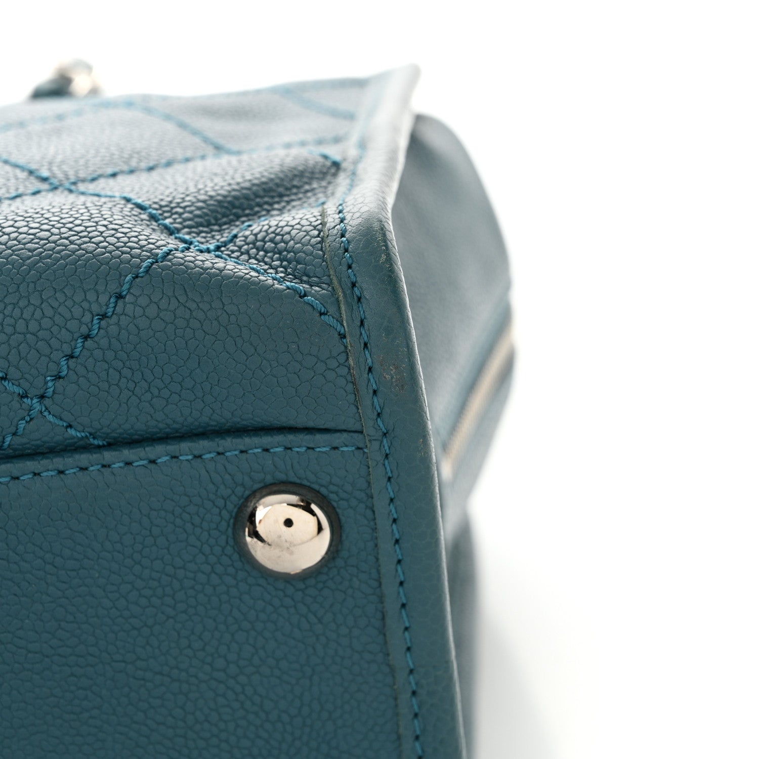 Chanel Caviar Quilted Deauville Bowling Bag Blue 12 of 13