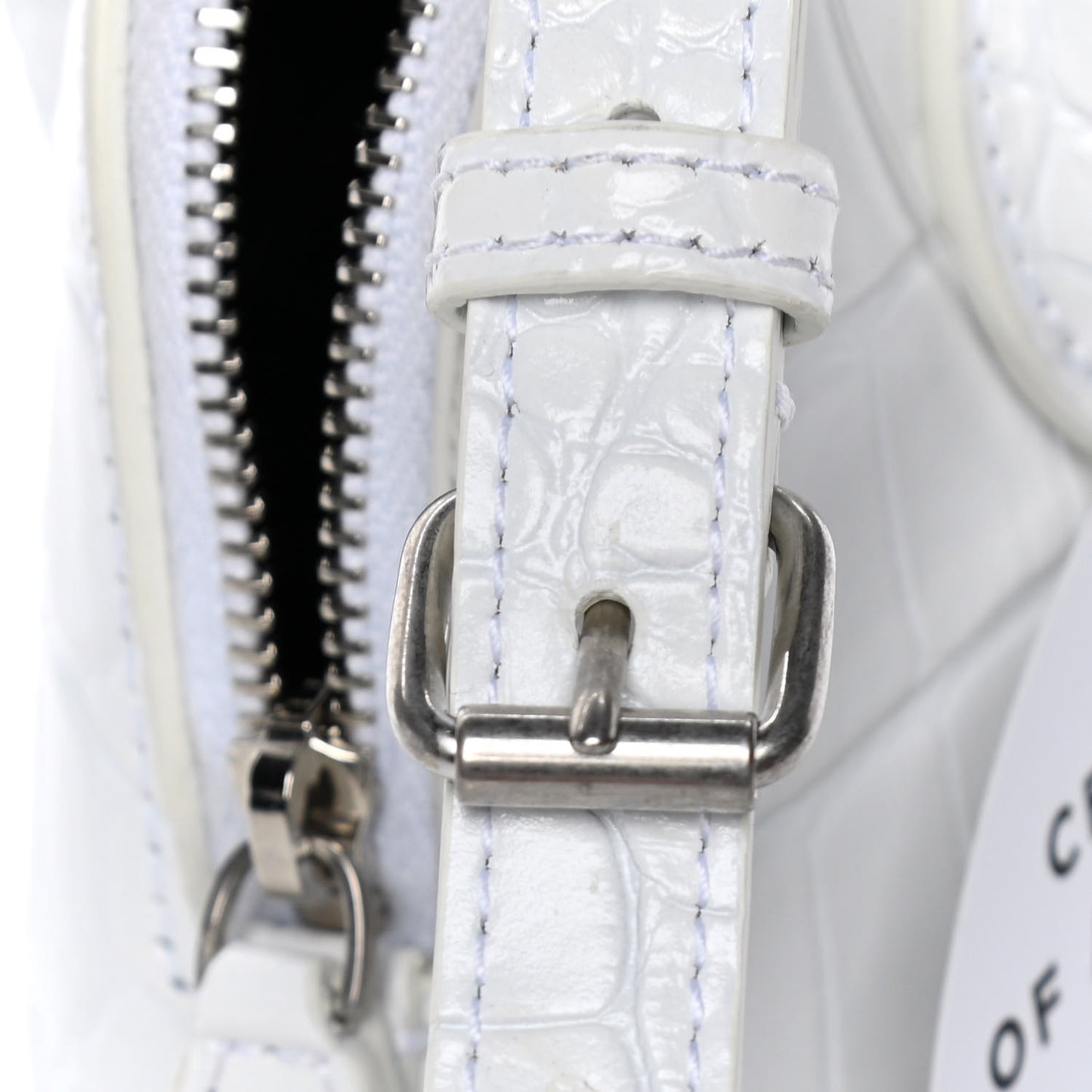 Calfskin Crocodile Embossed XXS Ville Top Handle Bag White Black
