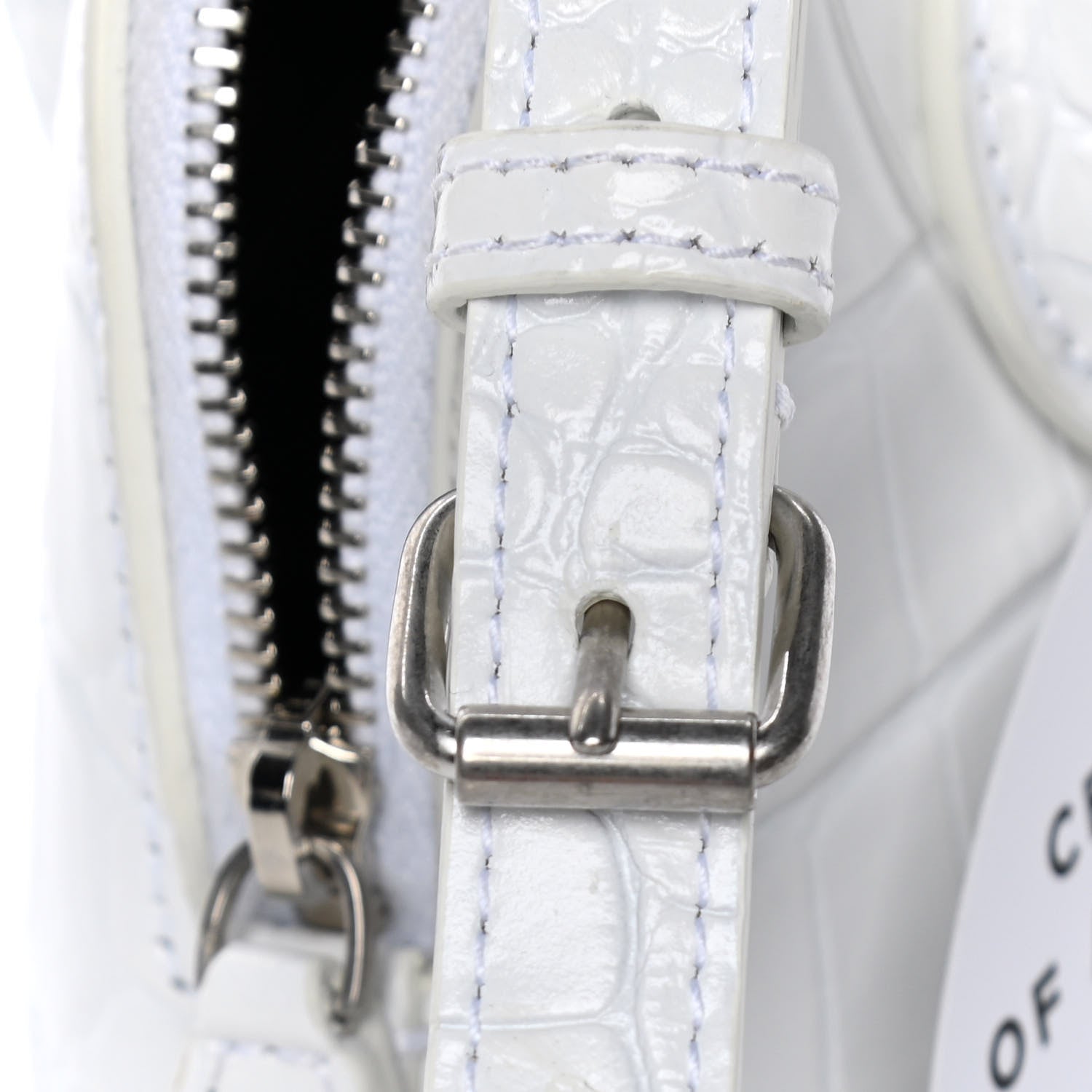 Balenciaga Calfskin Crocodile Embossed XXS Ville Top Handle Bag White Black 15 of 18