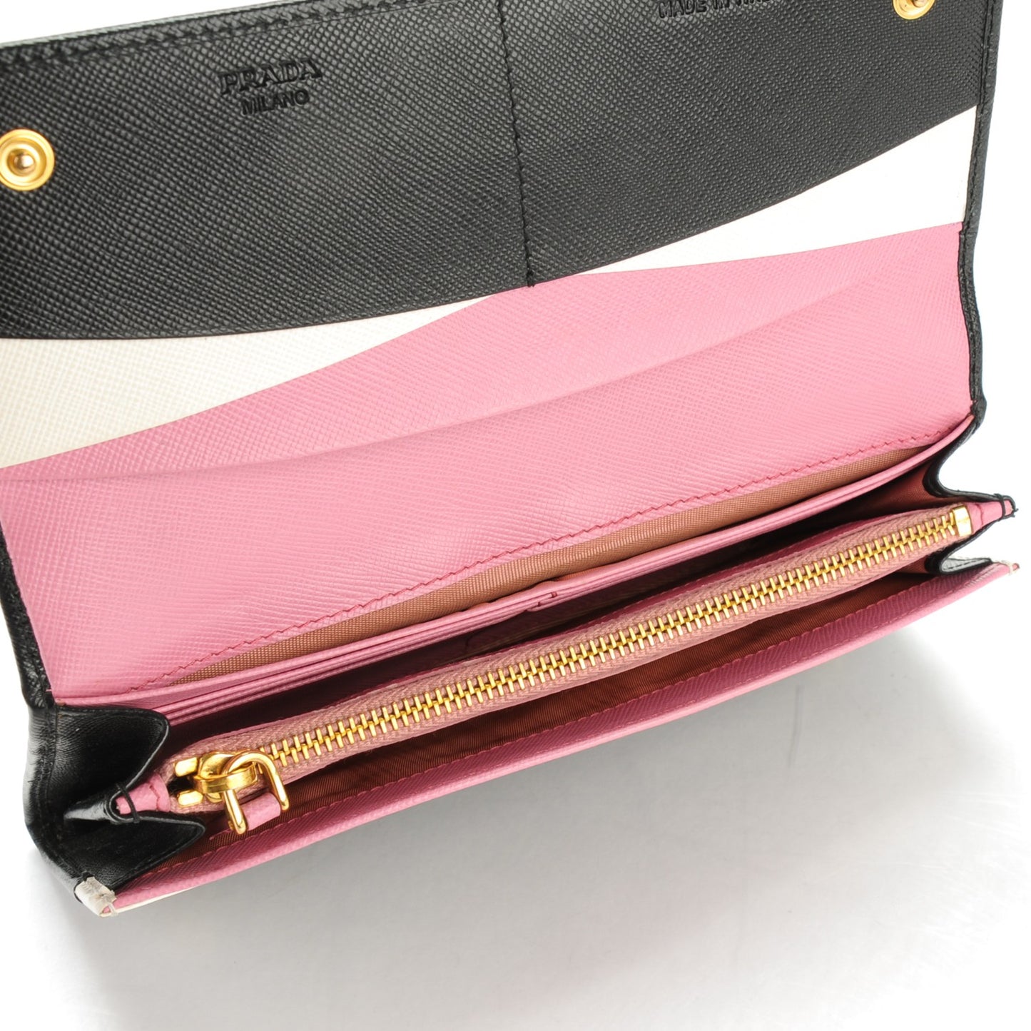 Saffiano Multicolor Continental Flap Wallet Nero Black Begonia