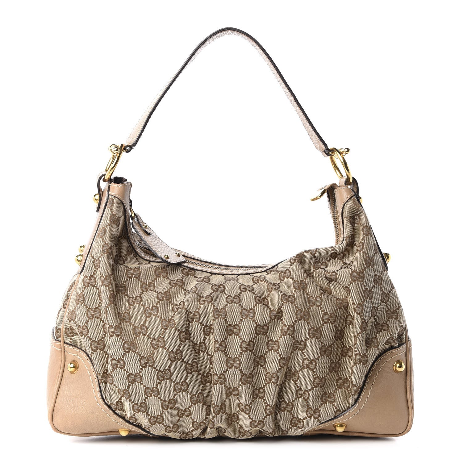 Gucci Monogram Medium Jockey Hobo Beige 1 of 10
