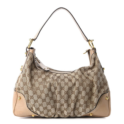 Gucci Monogram Medium Jockey Hobo Beige 1 of 10