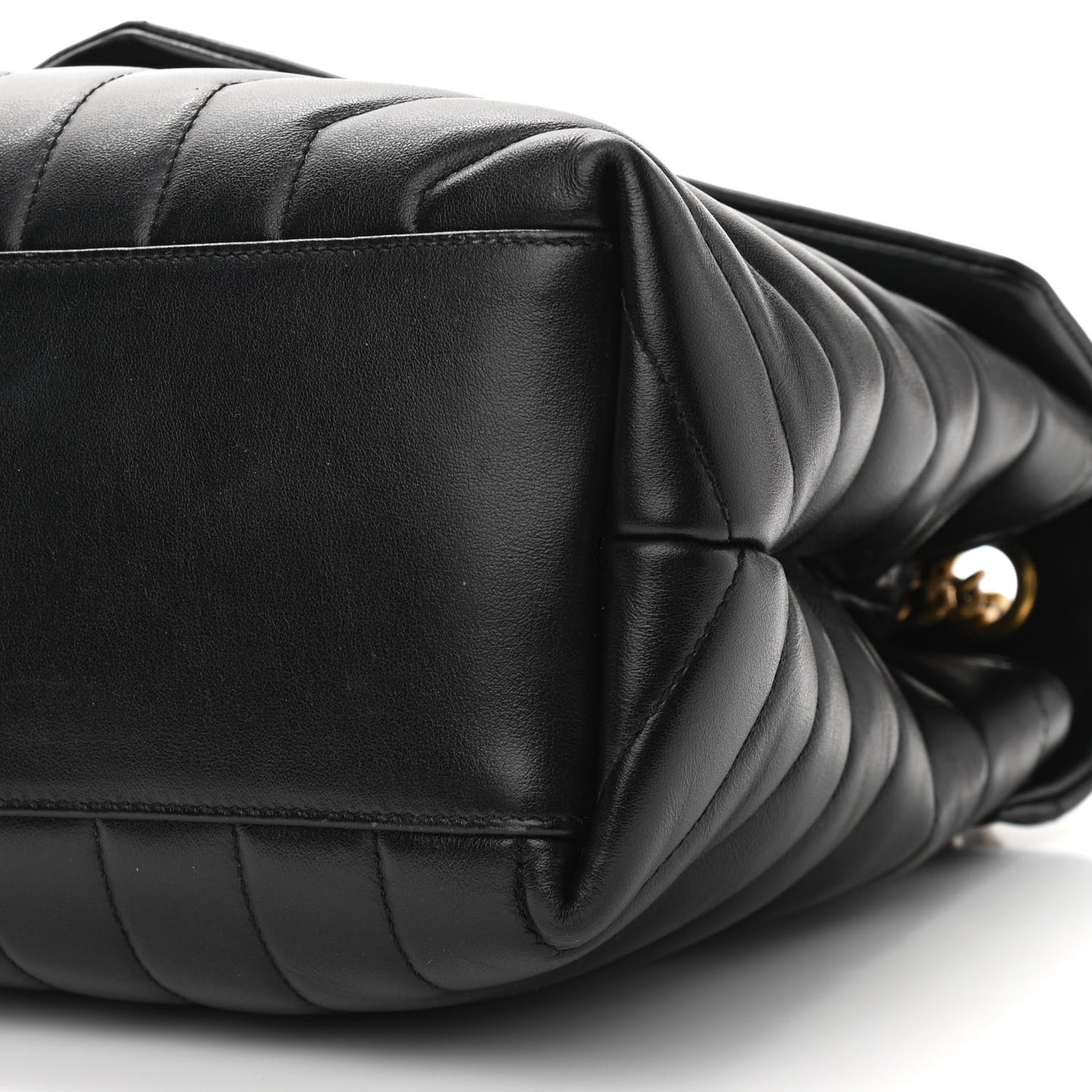Calfskin Y Quilted Monogram Medium Loulou Chain Satchel Black