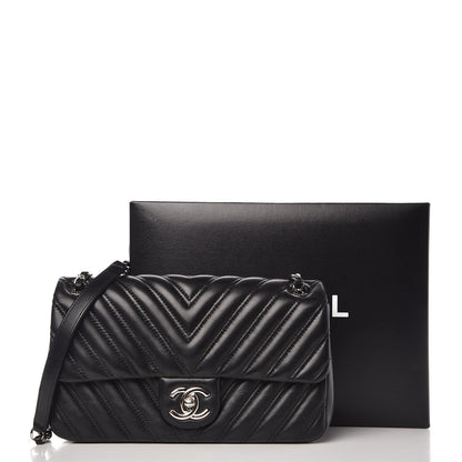 Chanel Lambskin Chevron Double Stitch Medium Single Flap Black 9 of 9
