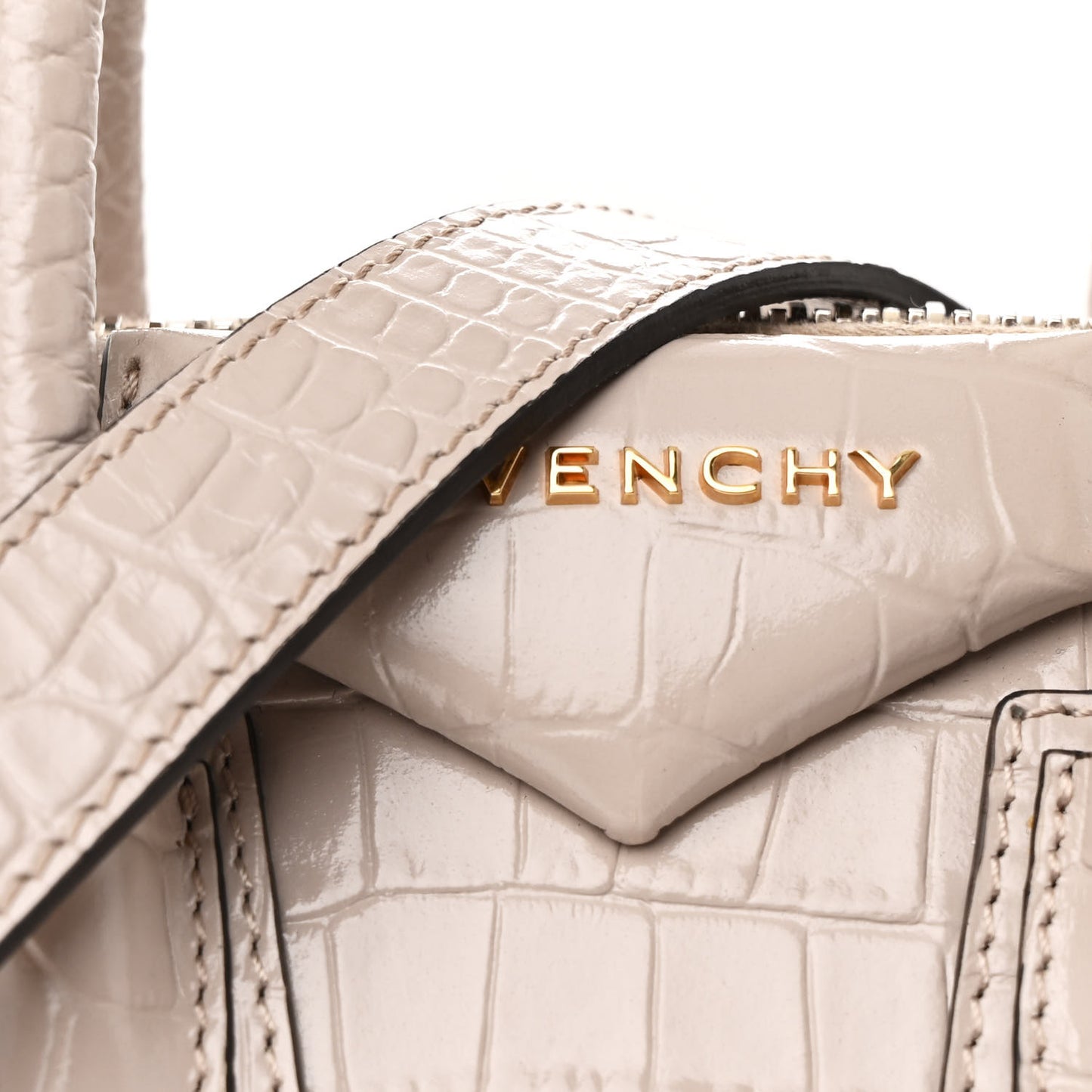 Calfskin Crocodile Embossed Mini Antigona Dune