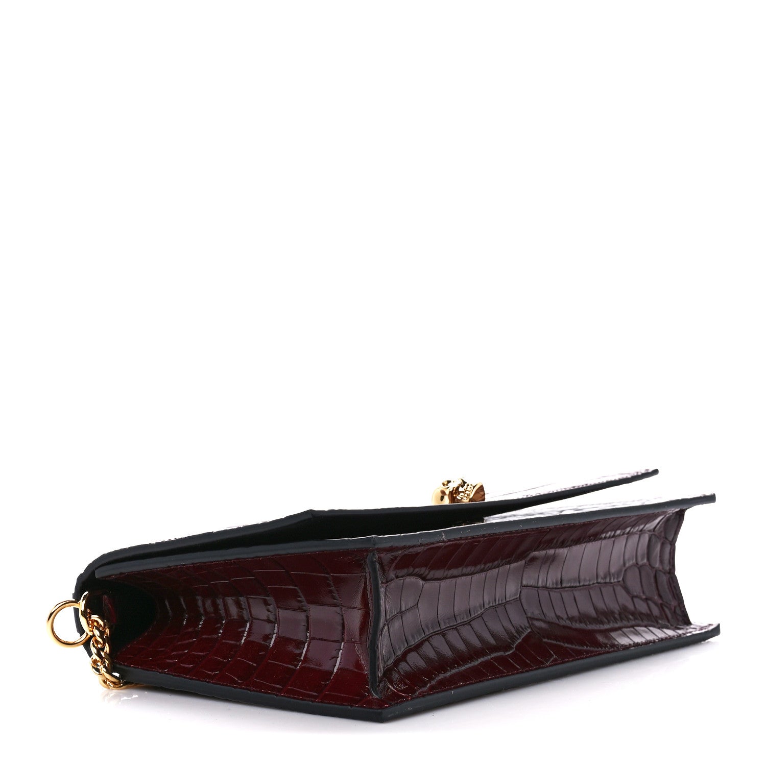 Alexander McQueen Calfskin Crocodile Embossed Skull Top Handle Bag Madder 4 of 11