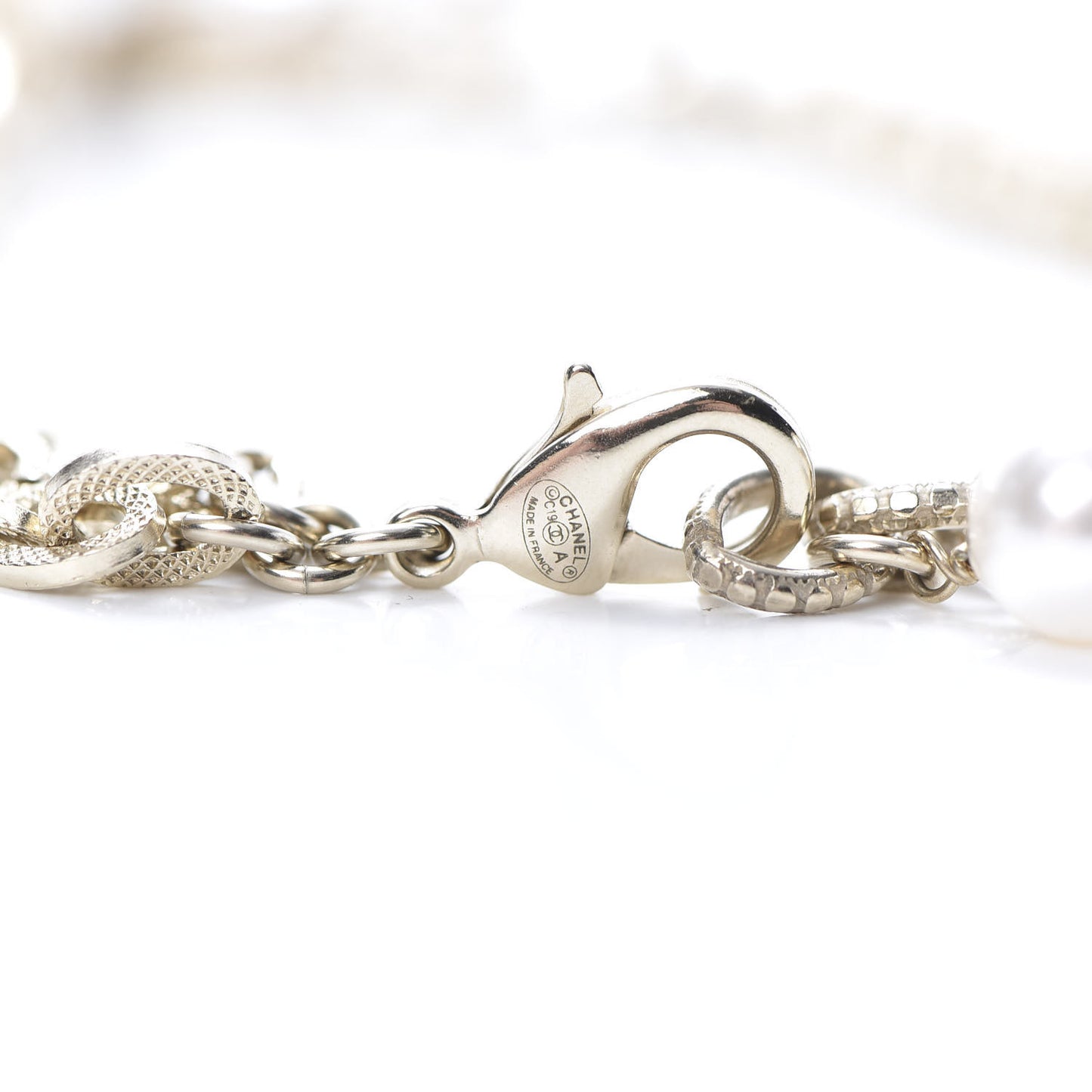 Pearl Crystal CC Long Necklace Gold