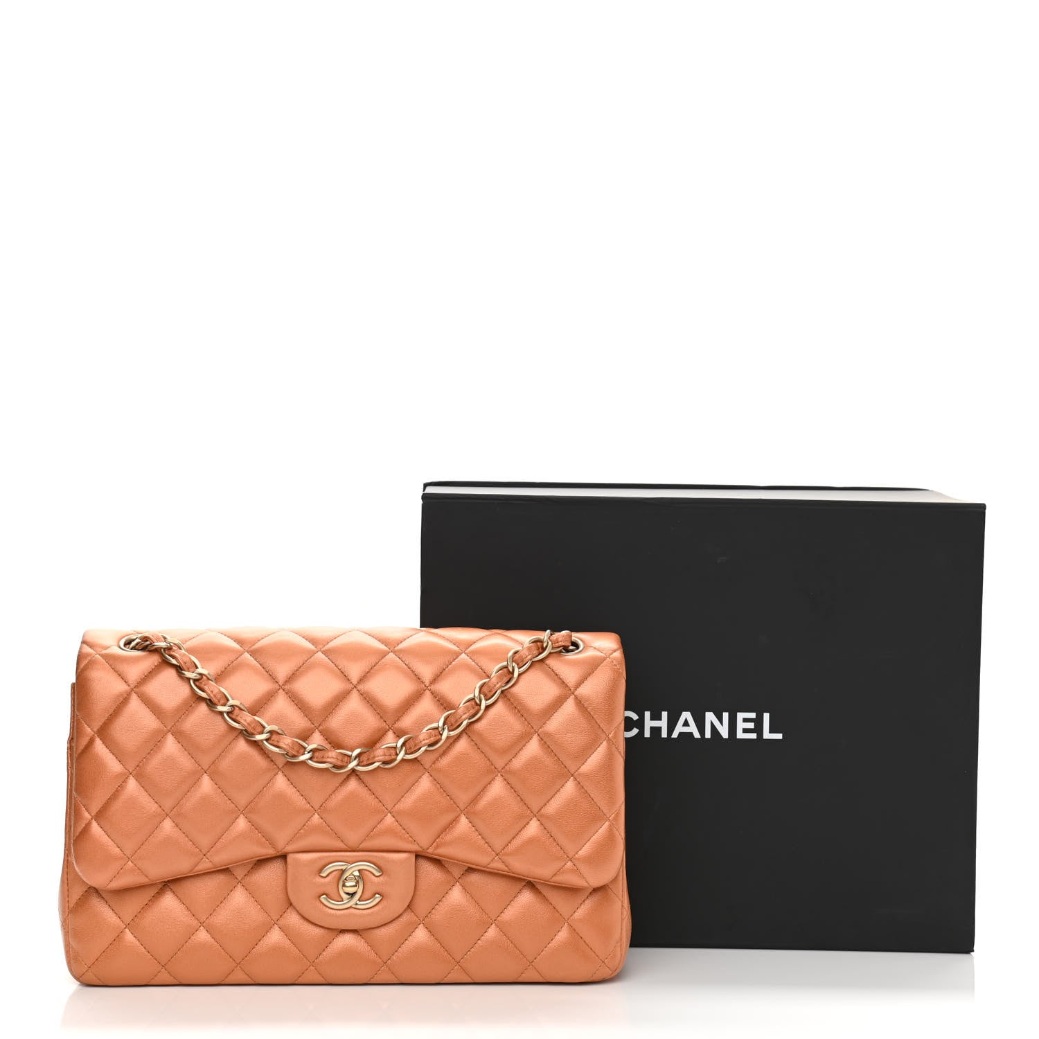 Chanel Metallic Lambskin Quilted Jumbo Double Flap Copper 15 of 15