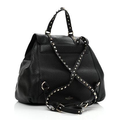 Valentino Garavani Pebbled Calfskin Rockstud Double Pocket Backpack Black 3 of 9