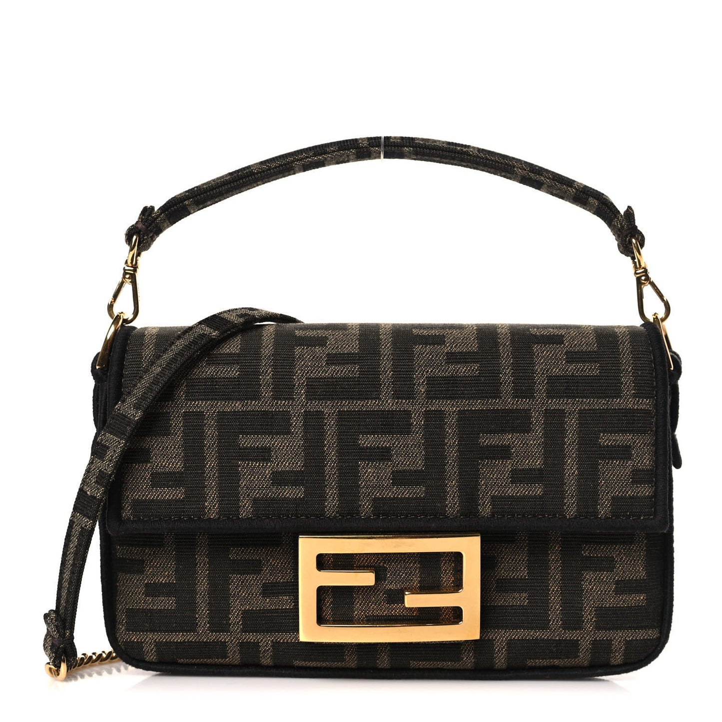Fabric Jacquard FF 1974 Mini Baguette Tobacco Moro Black