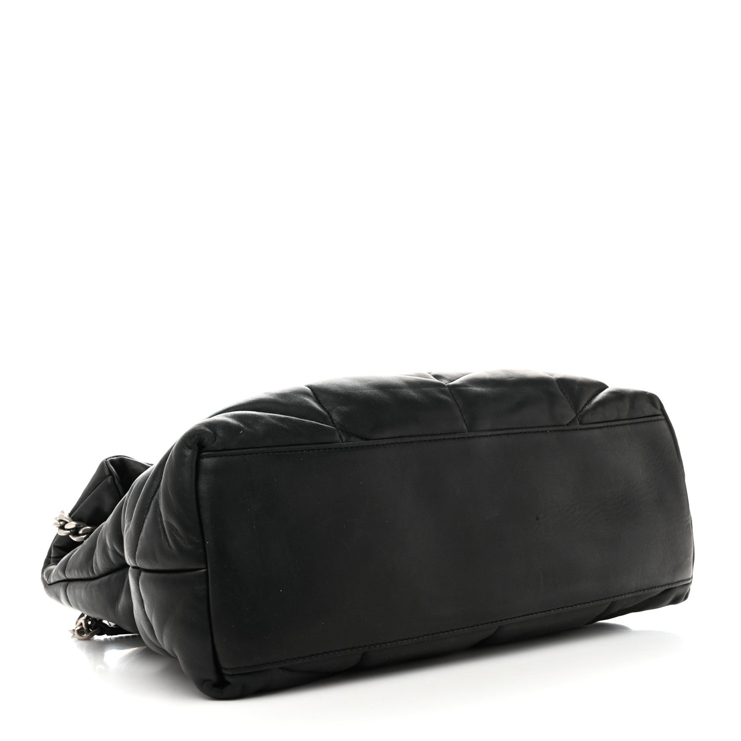 Lambskin Quilted Medium Loulou Puffer Monogram Chain Satchel Black