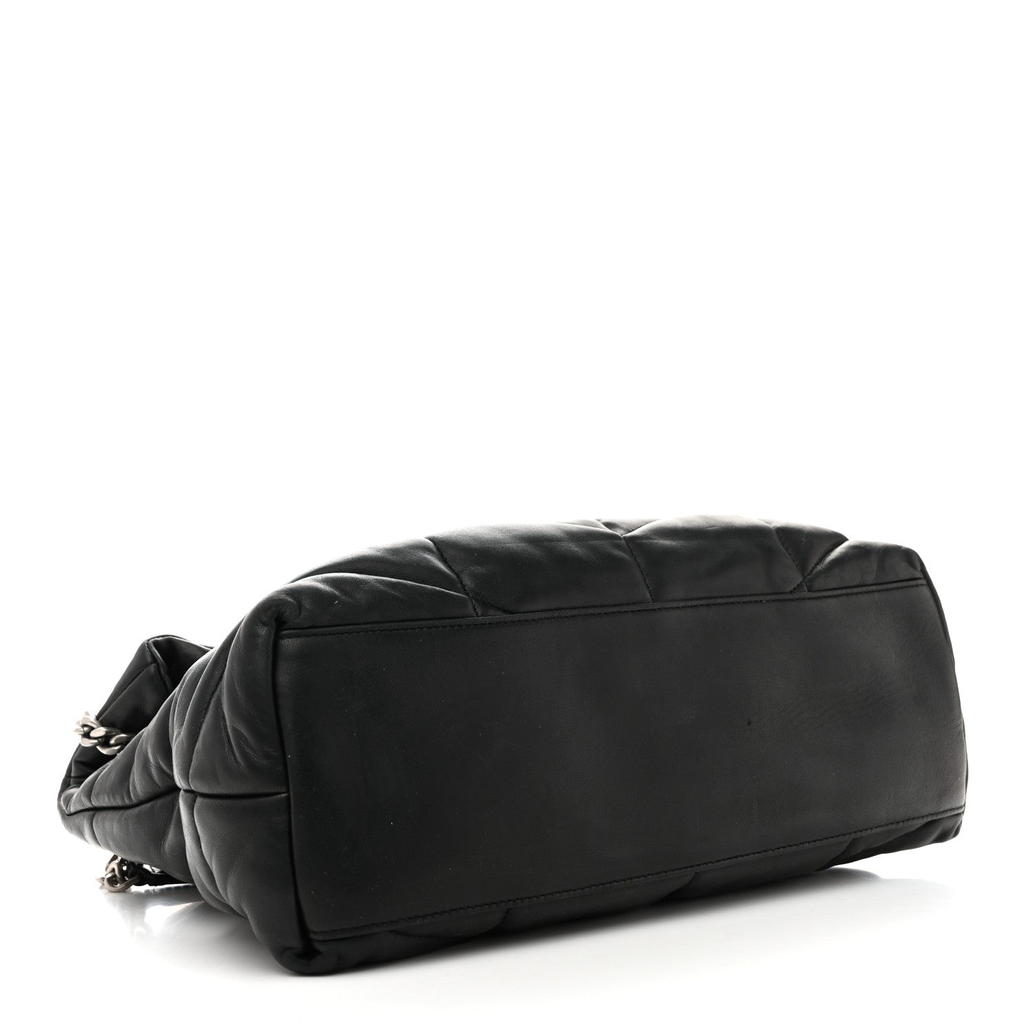 Saint Laurent Lambskin Quilted Medium Loulou Puffer Monogram Chain Satchel Black 4 of 11