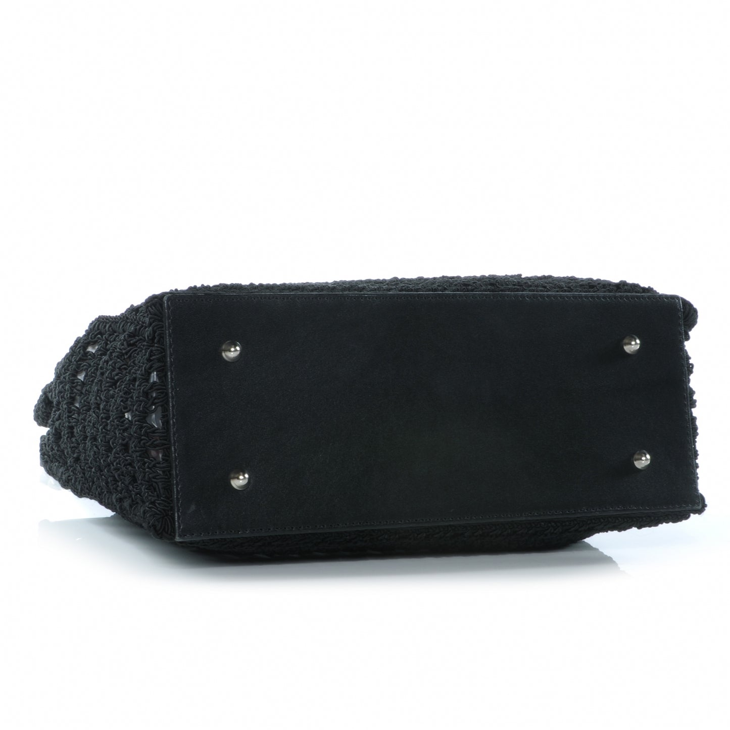 Woven Crochet Knit Tote Black