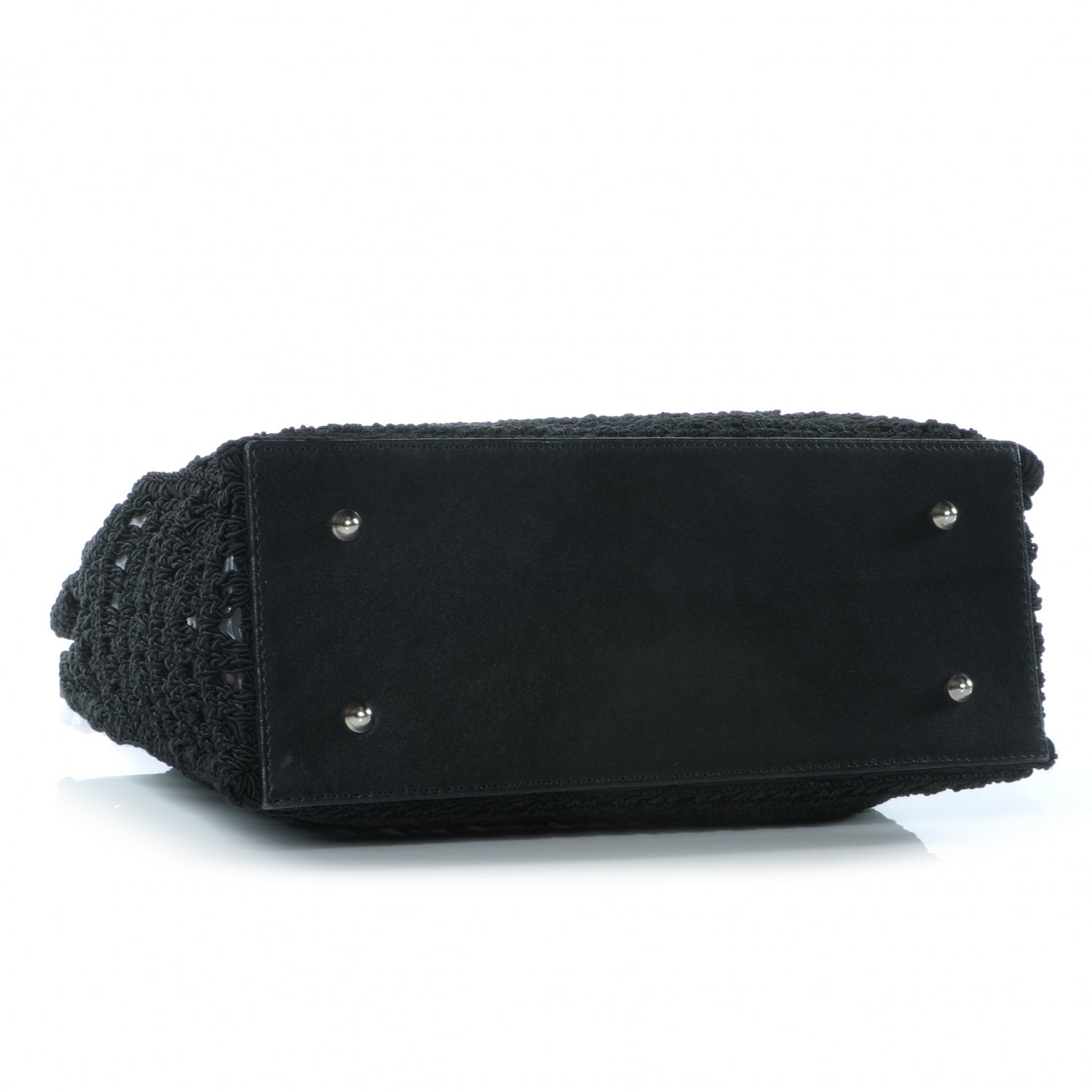Chanel Woven Crochet Knit Tote Black 4 of 7