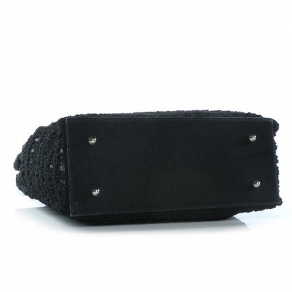 Chanel Woven Crochet Knit Tote Black 4 of 7