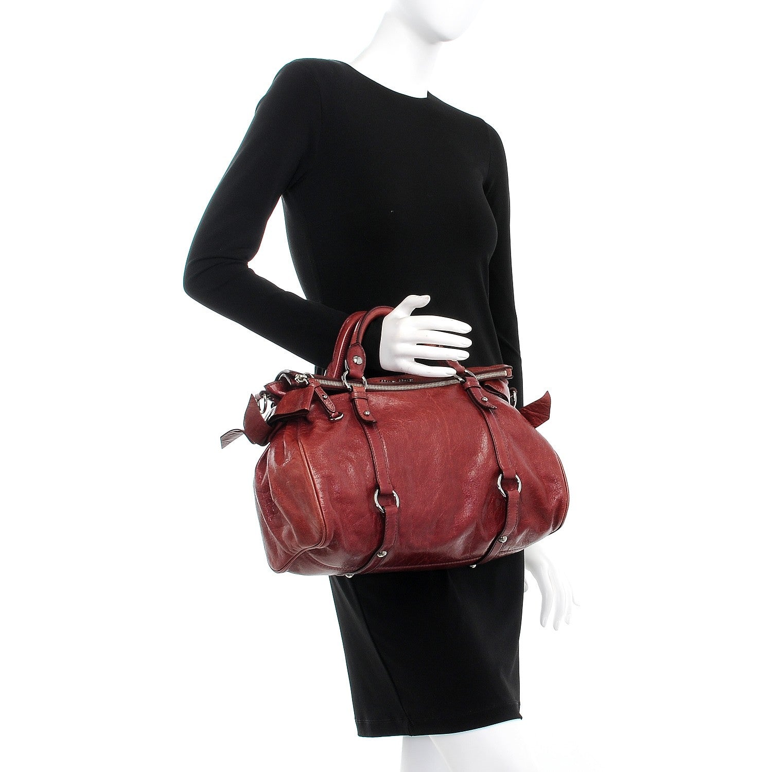 Miu Miu Vitello Lux Medium Bow Bag Amarena 3 of 11