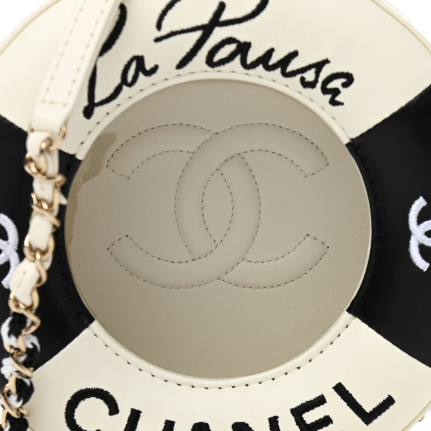 Chanel Lambskin Coco Lifesaver Round Bag Black White 9 of 10