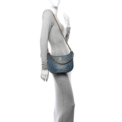 Chanel Washed Denim Quilted Hobo Blue 2 of 12