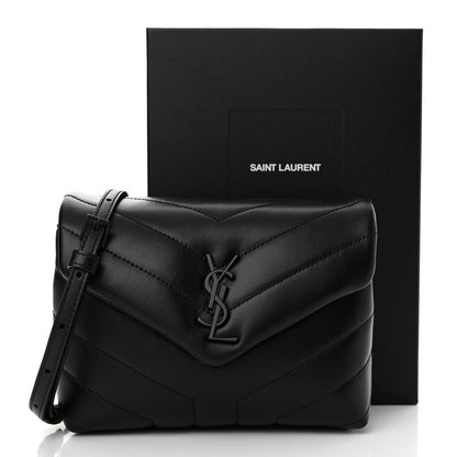 Saint Laurent Calfskin Y Quilted Monogram Monochrome Toy Loulou Crossbody Bag Black 14 of 14