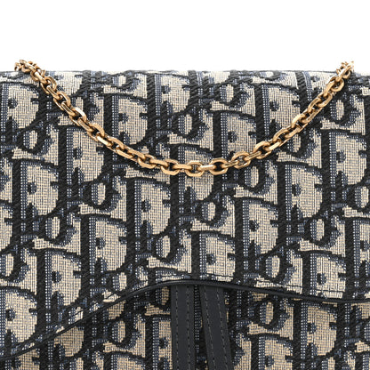 Christian Dior Oblique Saddle Chain Pouch Blue 8 of 11