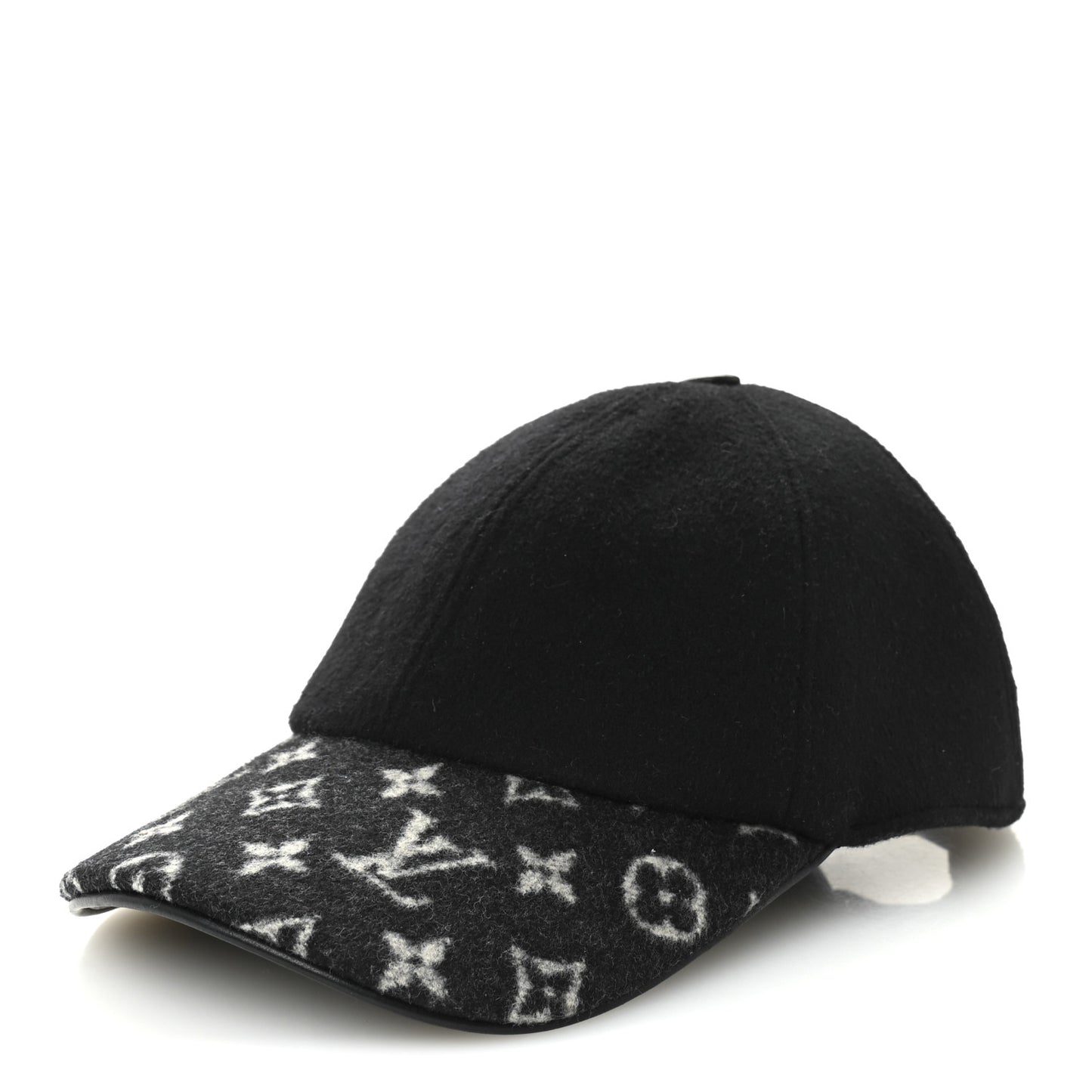 Wool Silk Monogram Endless Cap L Black