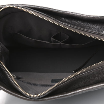 Chanel Metallic Caviar Chevron Quilted Medium Gabrielle Hobo Dark Silver Gold 5 of 6