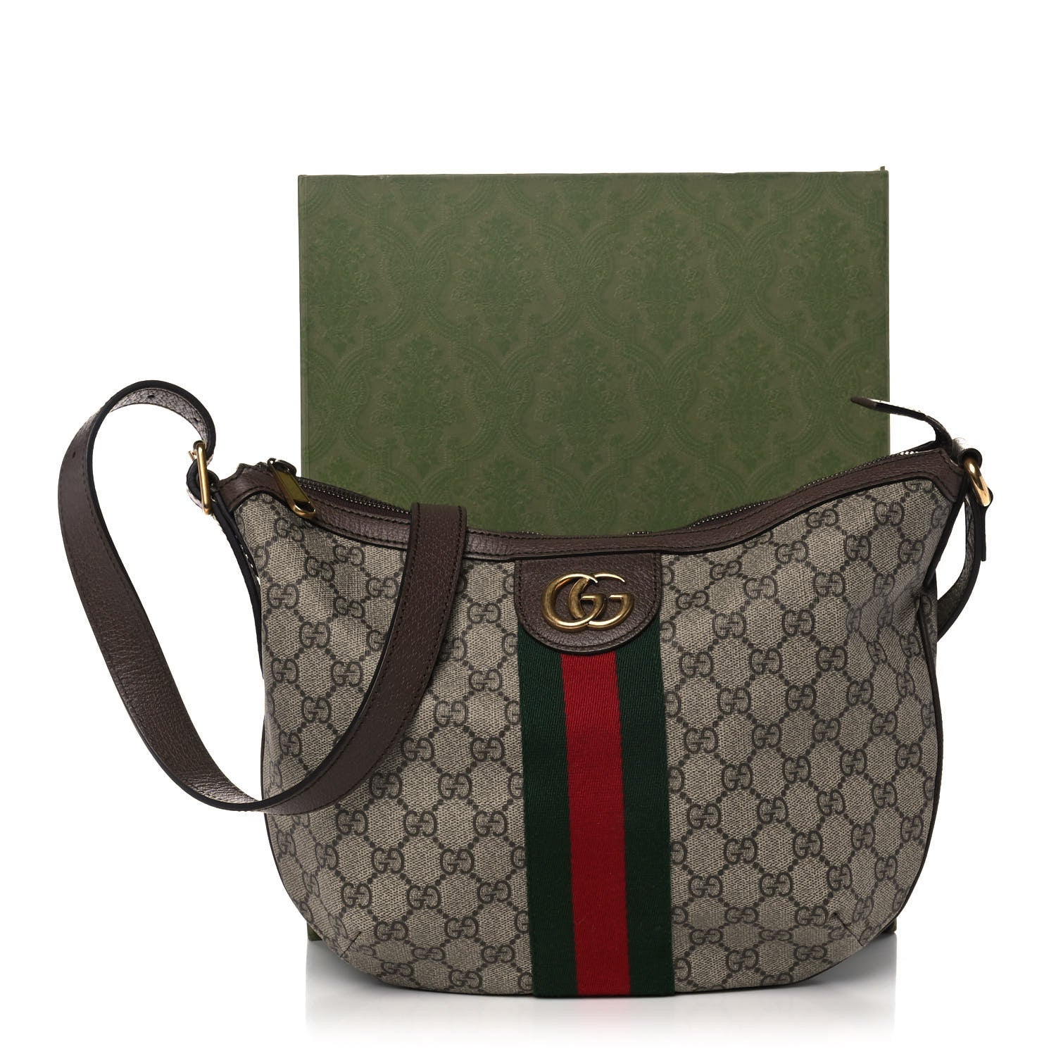 Gucci GG Supreme Monogram Web Small Ophidia Half Moon Hobo Brown 13 of 13