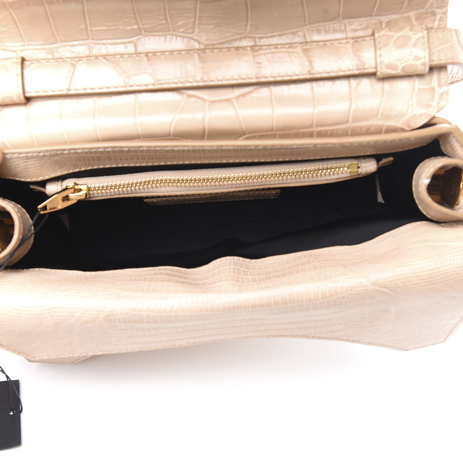 Alexander Wang Crocodile Lizard Embossed Calfskin Tri-Fold Shoulder Bag Almond 5 of 9
