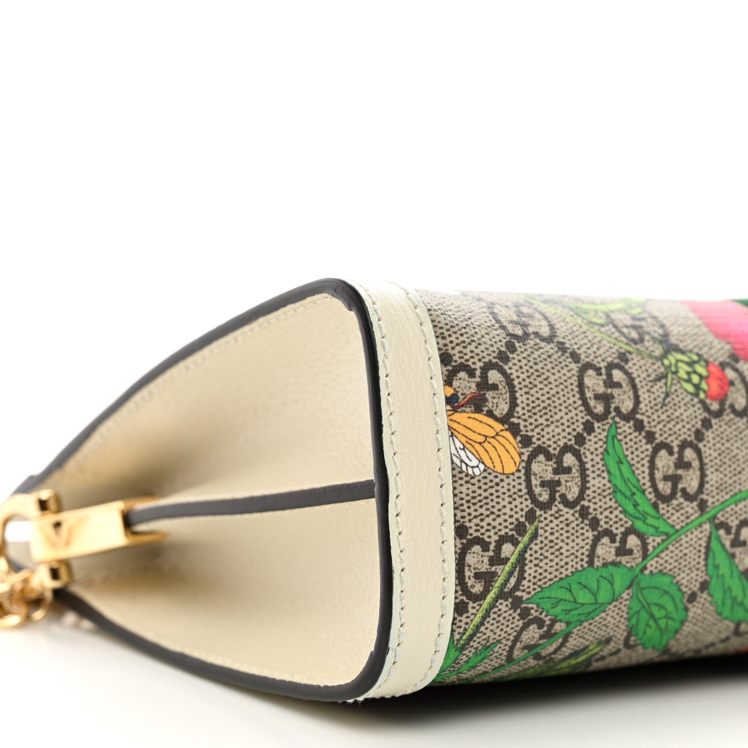Gucci GG Supreme Monogram Flora Web Small Ophidia Chain Shoulder Bag White 10 of 11