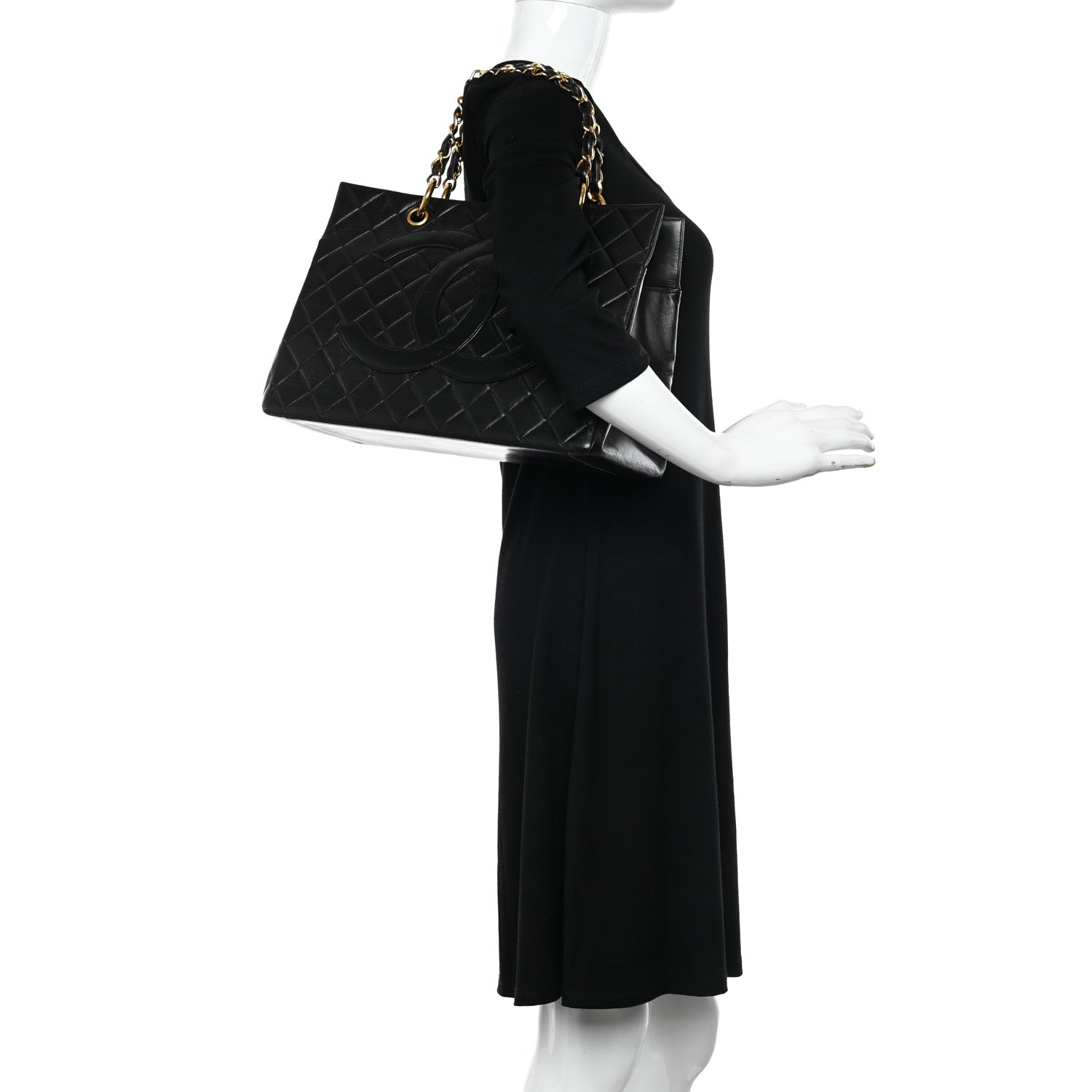Chanel Lambskin Quilted Grand Shopping Tote GST Black 2 of 10