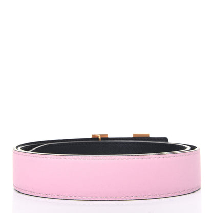 Hermes Box Togo 32mm Martelee H Belt 95 Rose Sakura Blue Nuit 2 of 8
