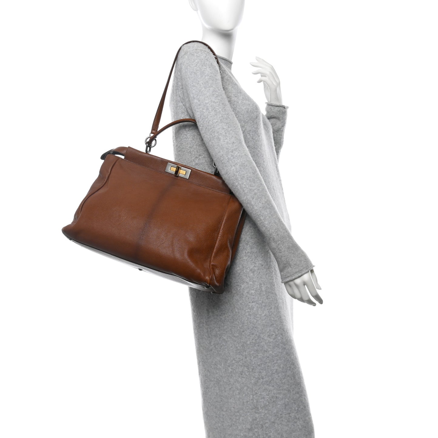 Goatskin Zucca Large Peekaboo Iconic Satchel Cuoio Tobacco Moro