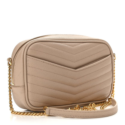 Saint Laurent Grain De Poudre Matelasse Monogram Mini Lou Camera Bag Dark Beige 3 of 10