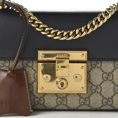Gucci GG Supreme Monogram Calfskin Small Padlock Shoulder Bag Beige Black Cuir 10 of 11