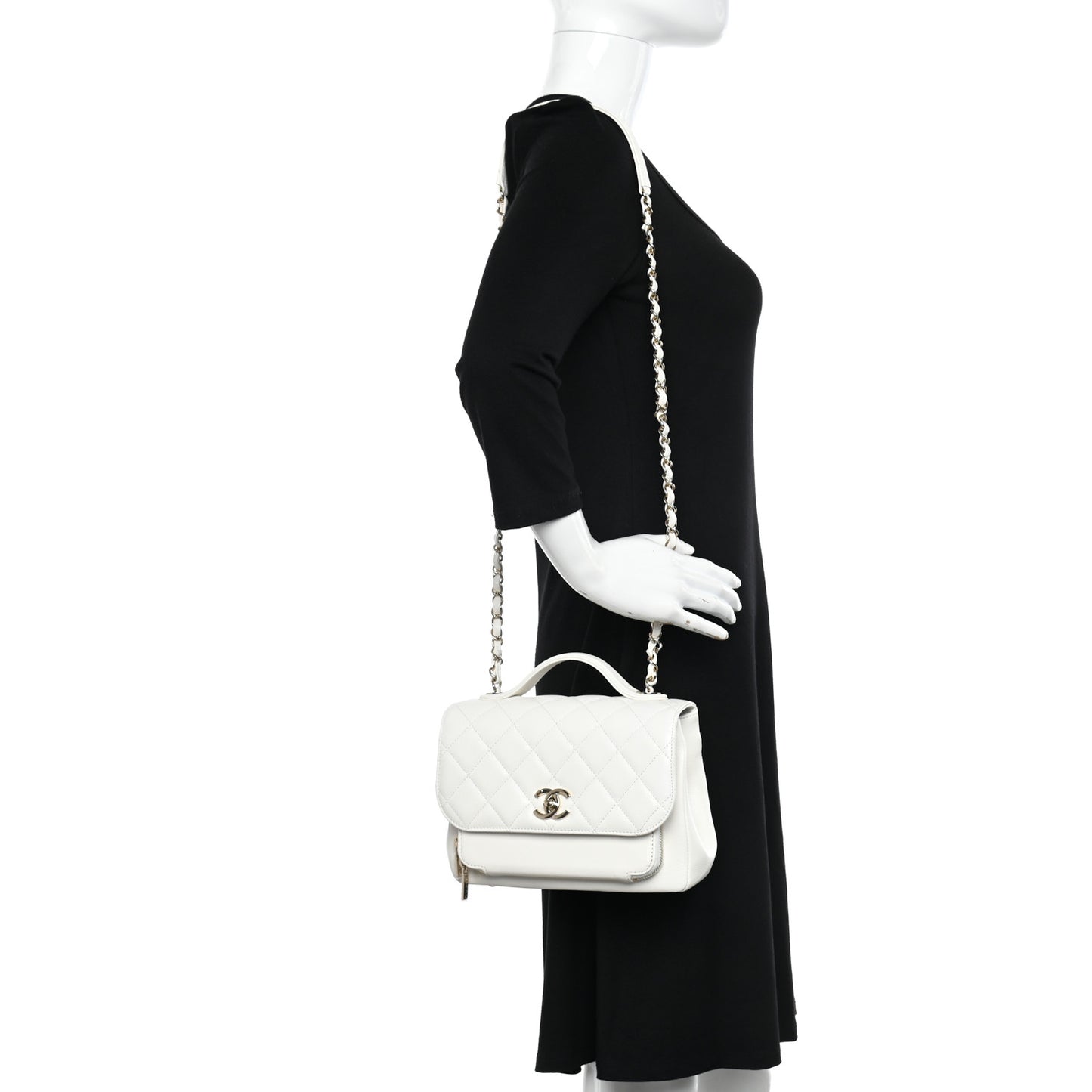 Caviar Quilted Medium Business Affinity Flap White