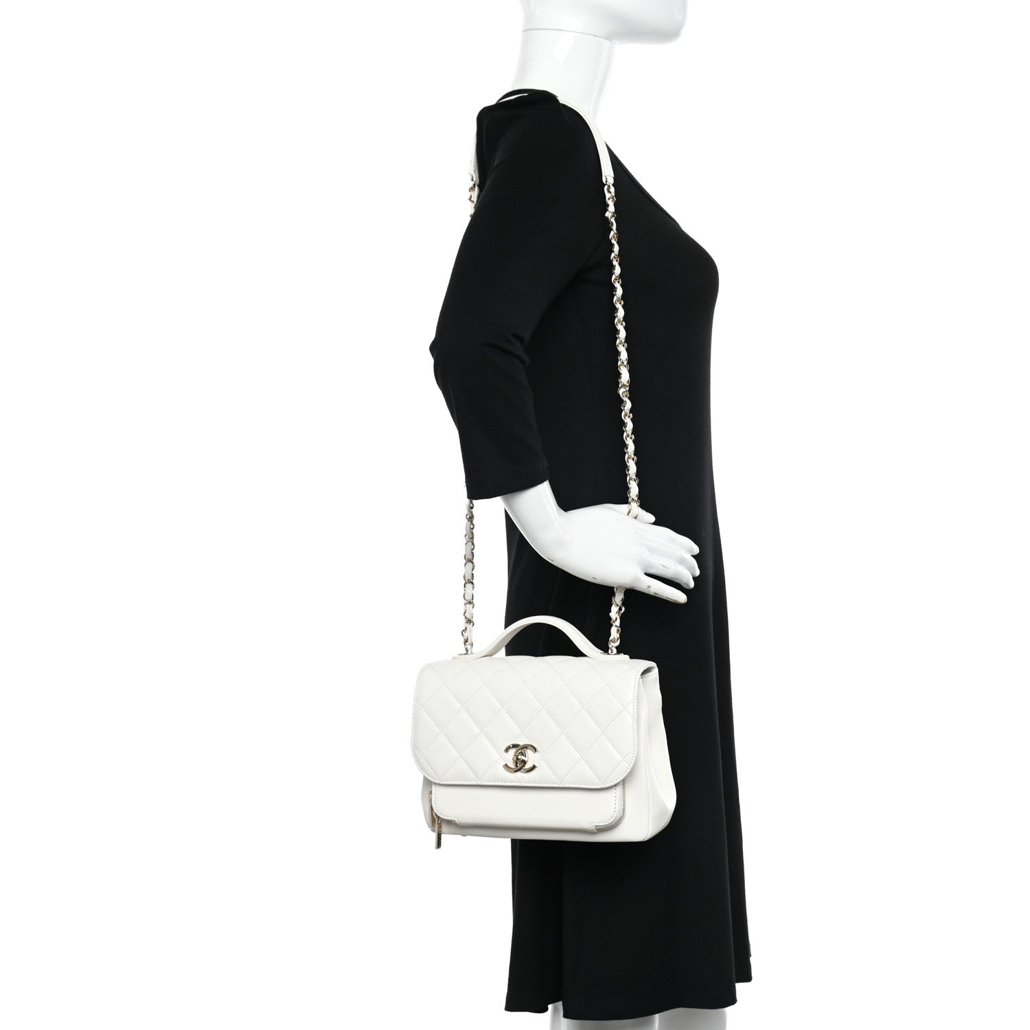 Chanel Caviar Quilted Medium Business Affinity Flap White 2 of 10