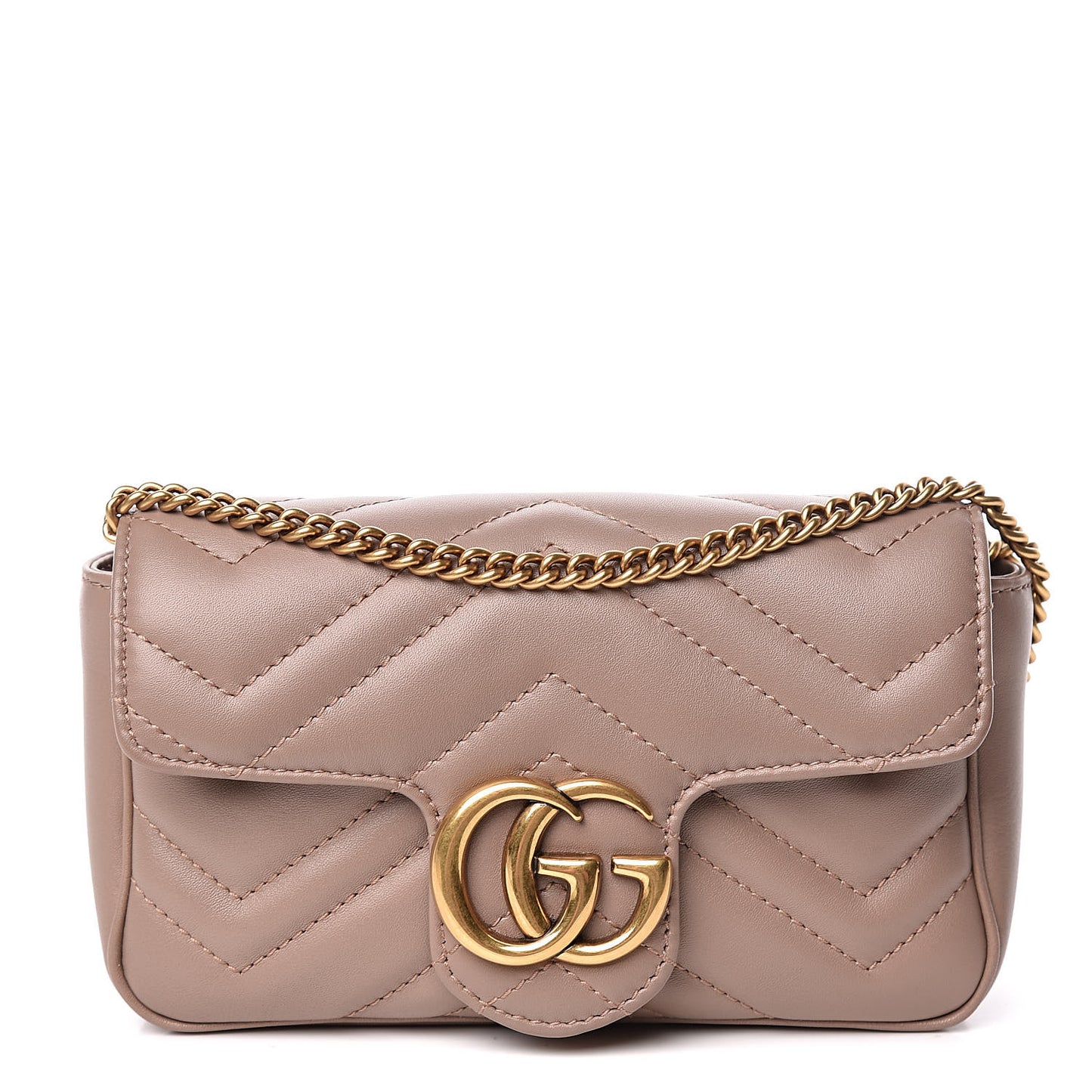 Calfskin Matelasse Super Mini GG Marmont Shoulder Bag Porcelain Rose