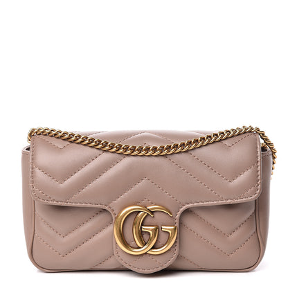 Gucci Calfskin Matelasse Super Mini GG Marmont Shoulder Bag Porcelain Rose 1 of 10