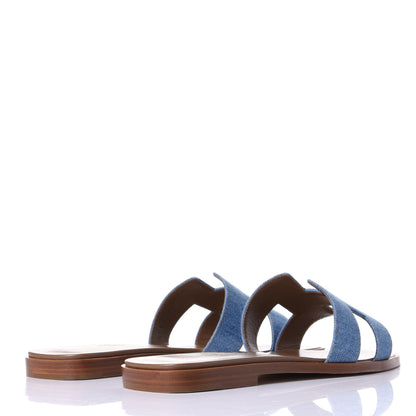 Hermes Denim Canvas Oran Sandals 37.5 Bleu Clair 4 of 10