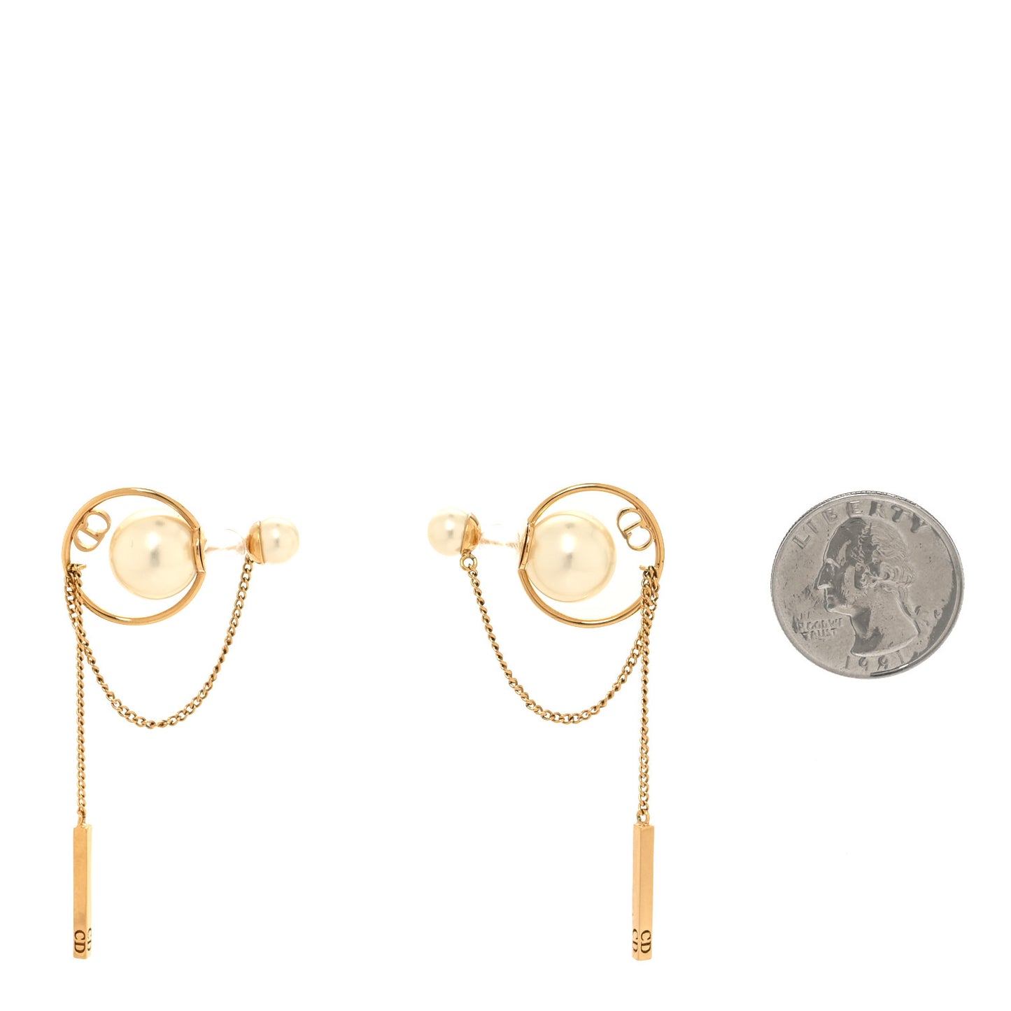 Pearl Tribales Dangle Chain Earrings Gold