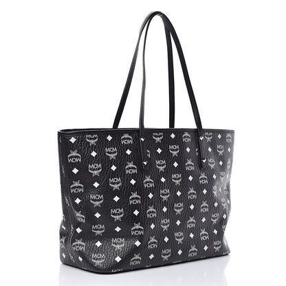 MCM Visetos Medium Anya Zip Top Shopper Tote Black 3 of 14
